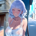 透けてる青髪お姉さん 6枚目