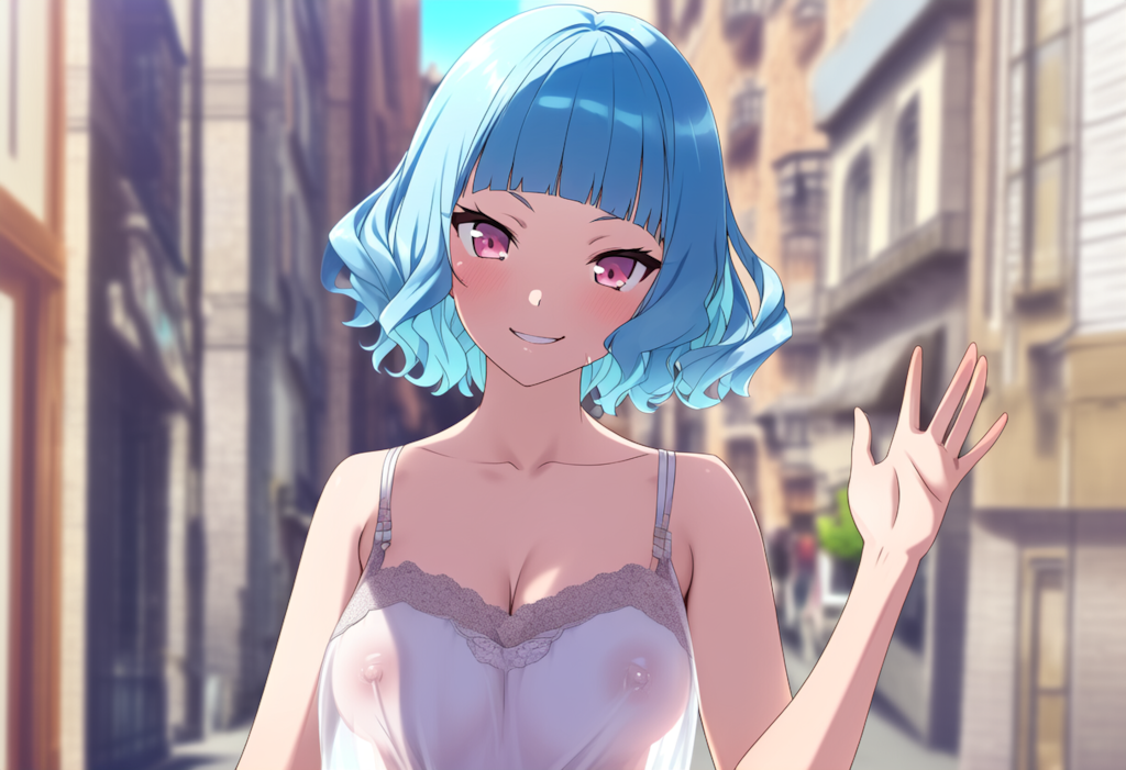 透けてる青髪お姉さん