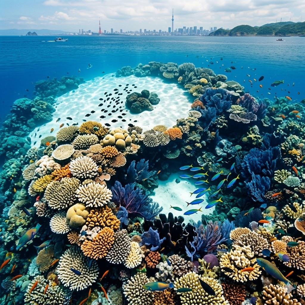 太極図っぽい珊瑚礁