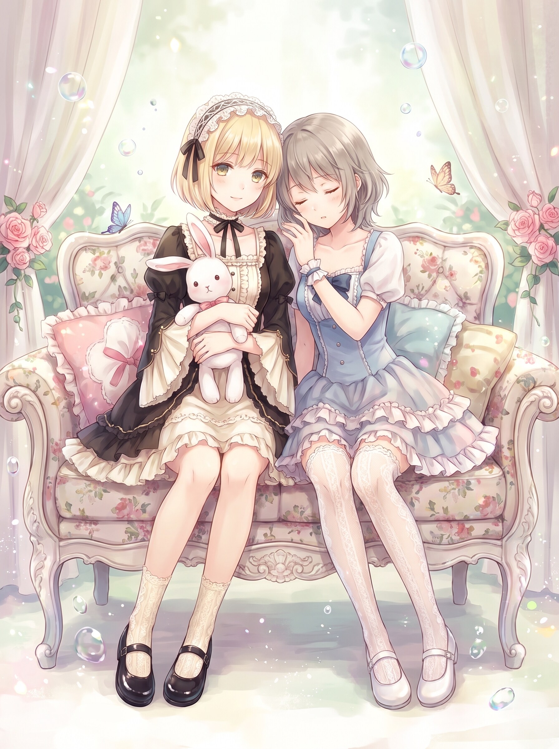 薔薇園の双少女 | の人気AIイラスト・グラビア