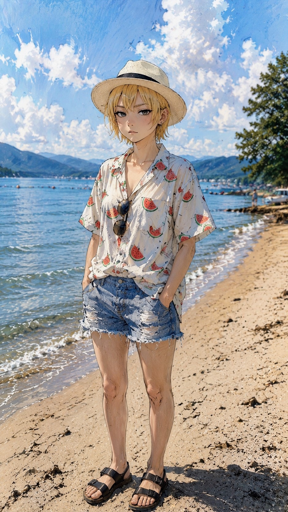 夏休み最後の日の琵琶湖と千鶴お姉やん✨ | の人気AIイラスト・グラビア