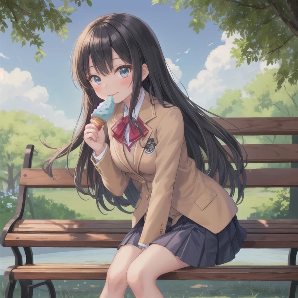 黒髪ロングでブレザーの少女８９