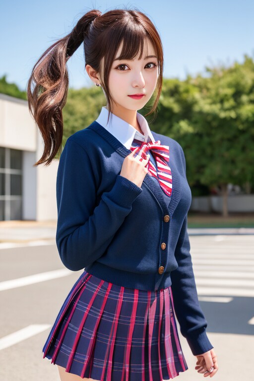 「アリガト♪」と言ってそうな感じの制服JK