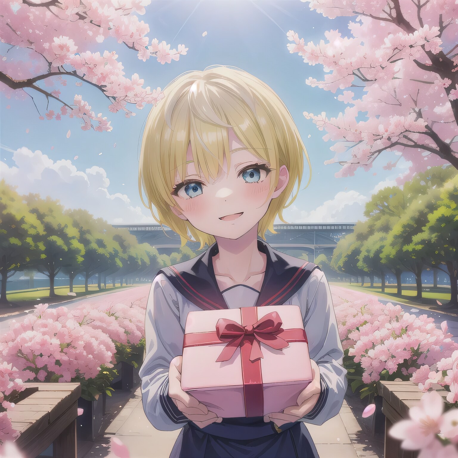 金髪ボブでセーラー服の少女１０ | の人気AIイラスト・グラビア