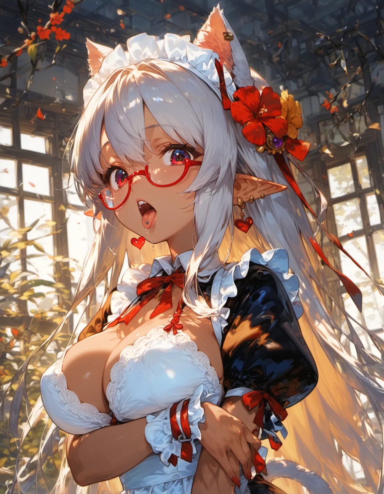 Crimson Accents in the Glasshouse | の人気AIイラスト・グラビア