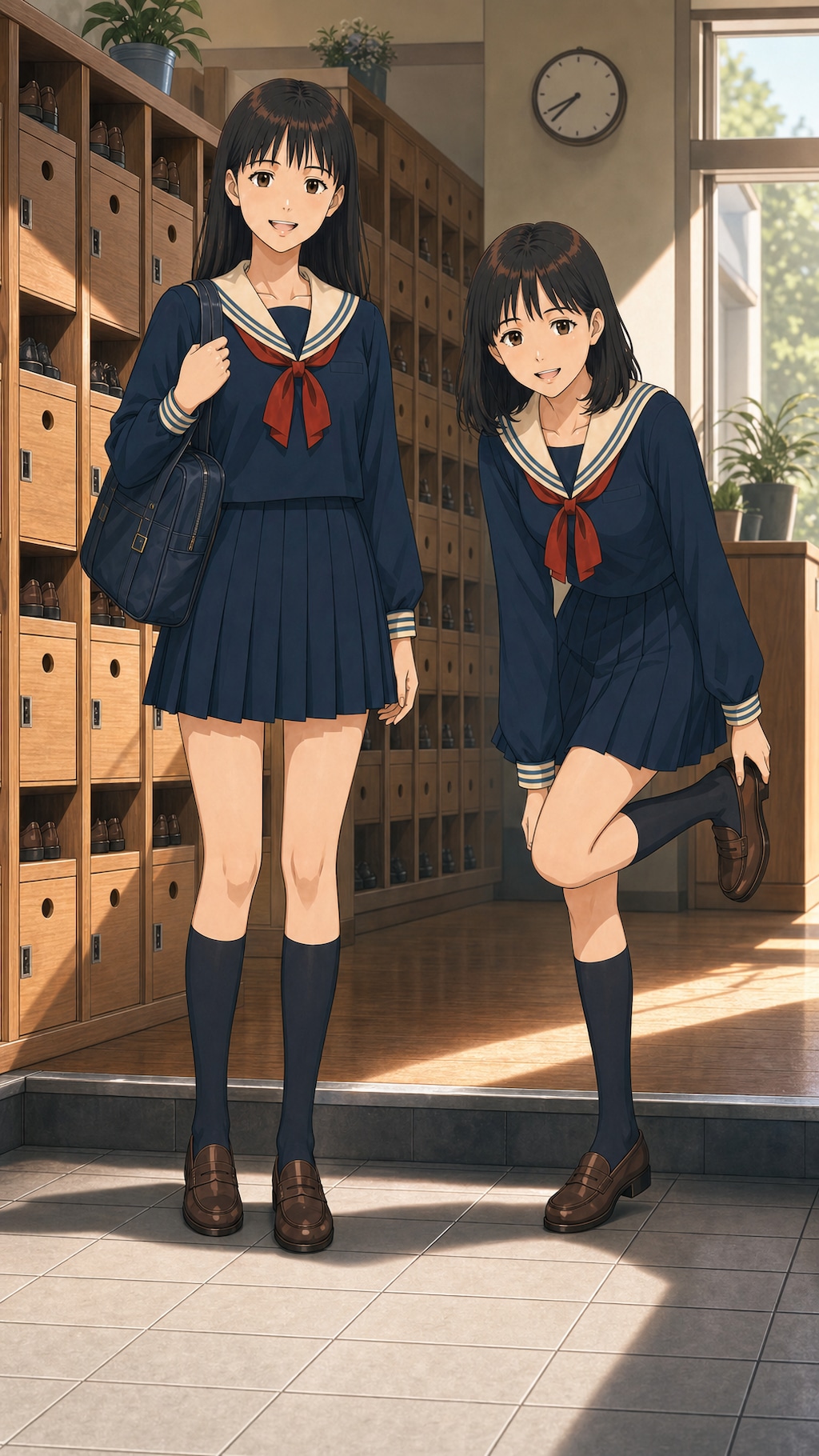 朝いちばん、並んだ靴音