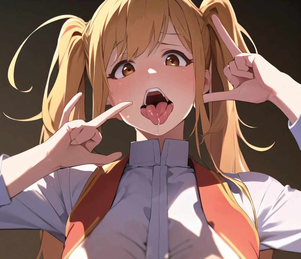 金髪ロングの舌出し少女２０