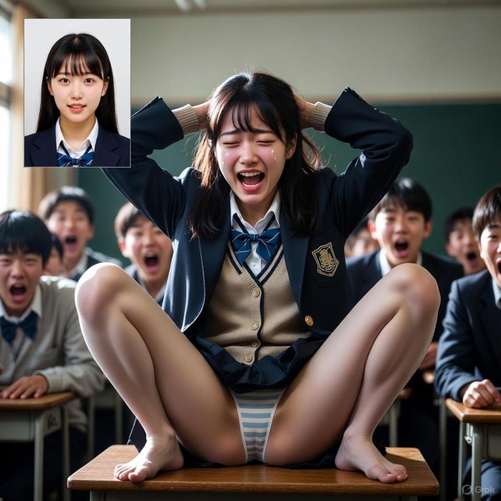 【衝撃動画拡散】女子グループが同級生に強要した「縞模様のパンツ丸見え」スクワット