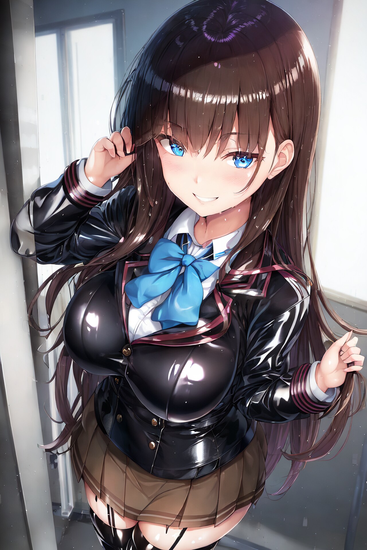 Sっ気のある茶髪ラバーブレザー制服JKちゃん試作HolaraAI