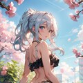 桜と女の子 4枚目