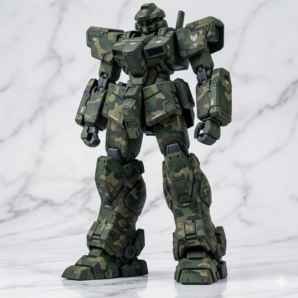 AIガチャ戦機 量産機 立ち絵＆フィギア　（標準カラー／森林迷彩）