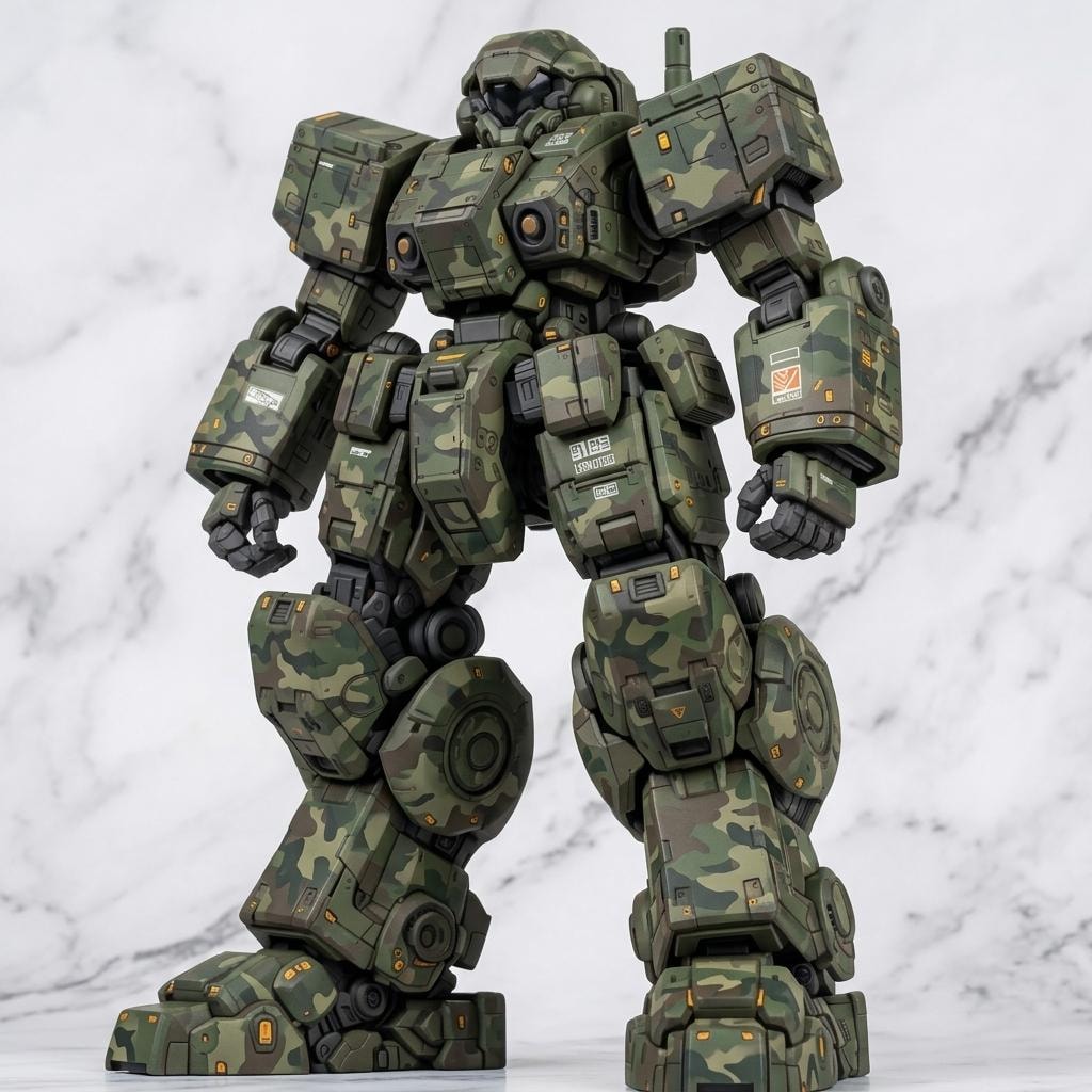 AIガチャ戦機 量産機 立ち絵＆フィギア　（標準カラー／森林迷彩）