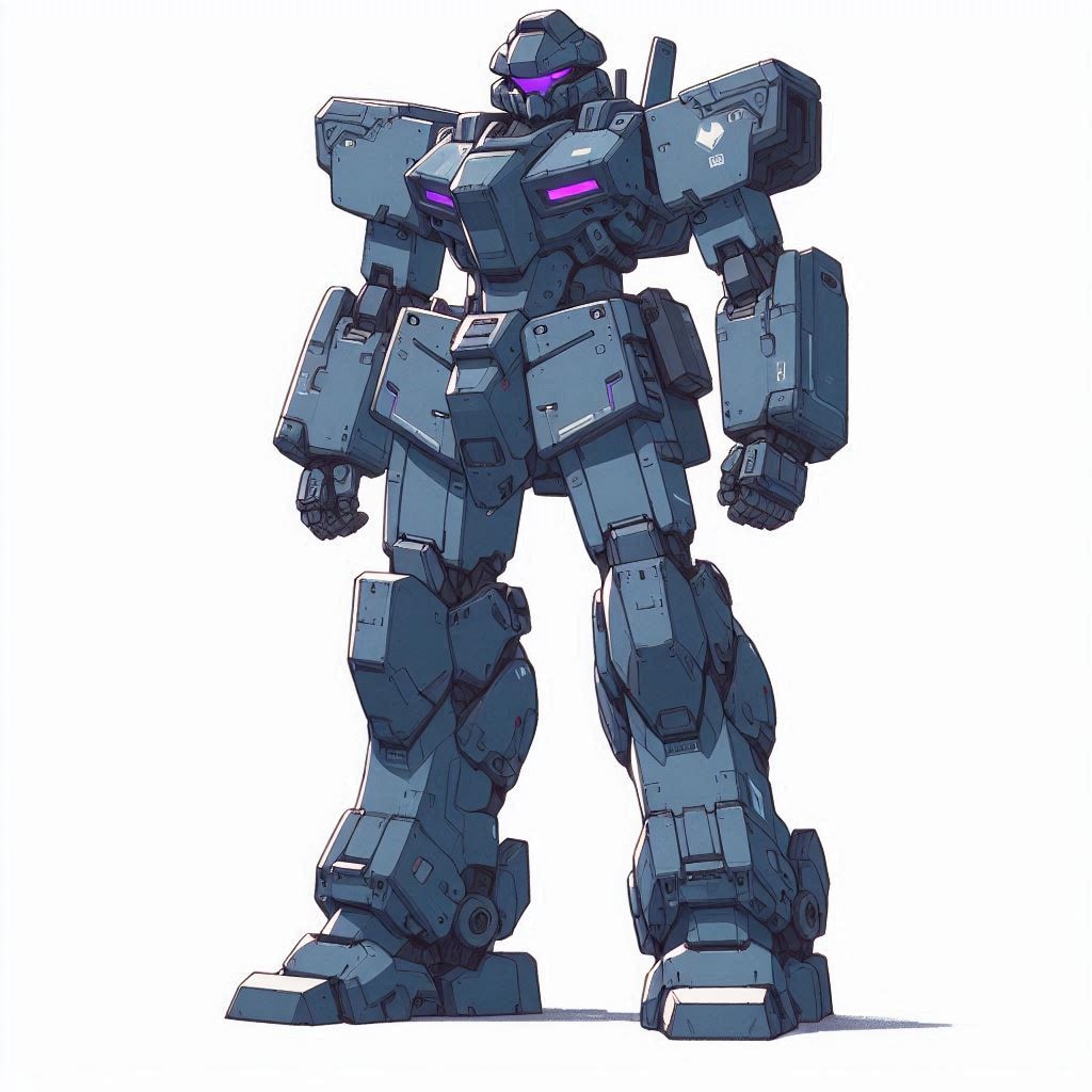 AIガチャ戦機 量産機 立ち絵＆フィギア　（標準カラー／森林迷彩）