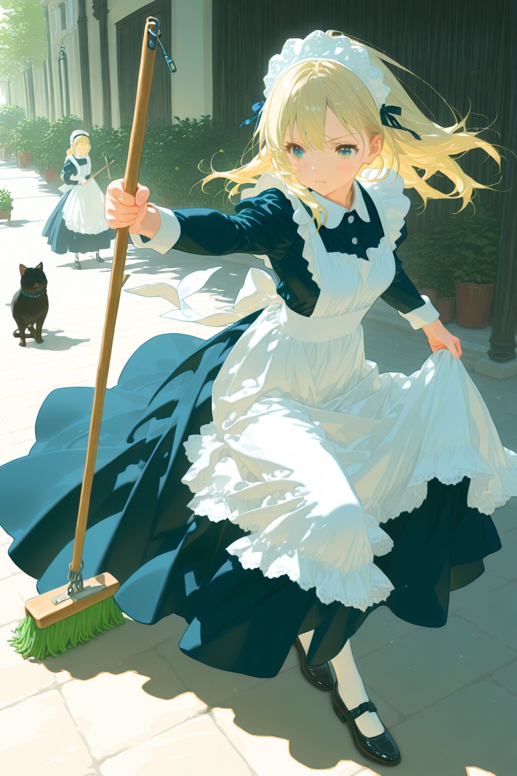 ブラシを振り回す