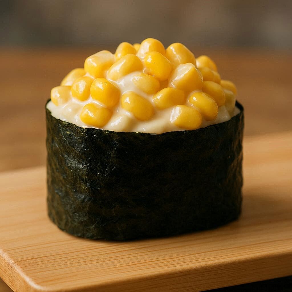 真横から見たマヨコーン寿司