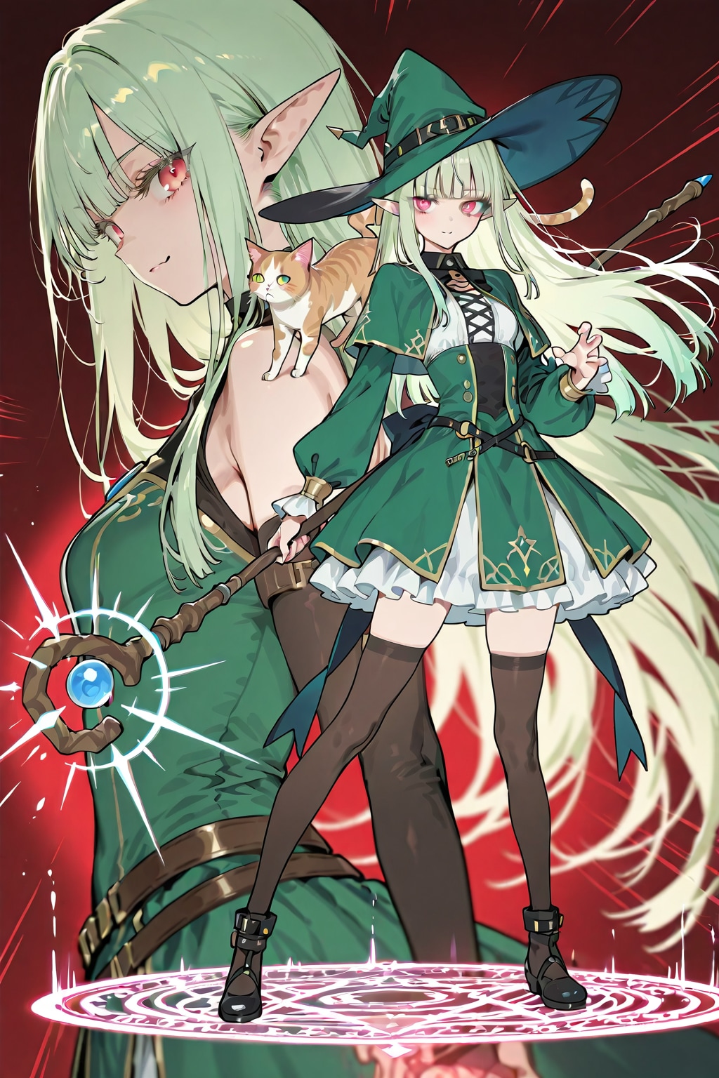 猫とエルフの女の子