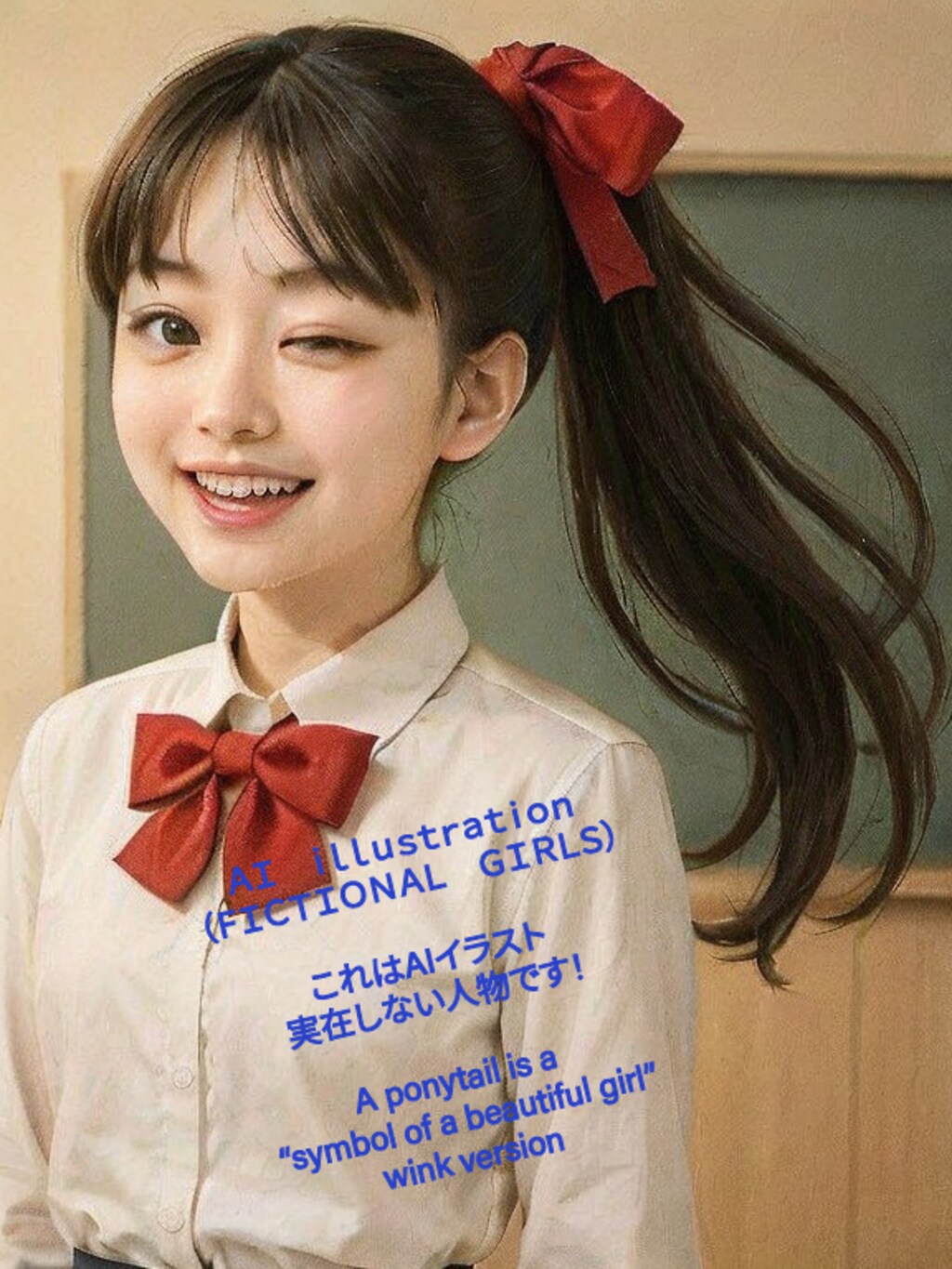 ポニーテール美少女（ウインク）