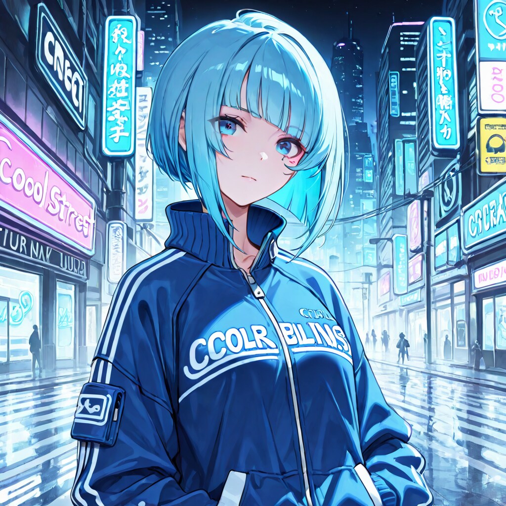 ネオンブルーの街角 | の人気AIイラスト・グラビア