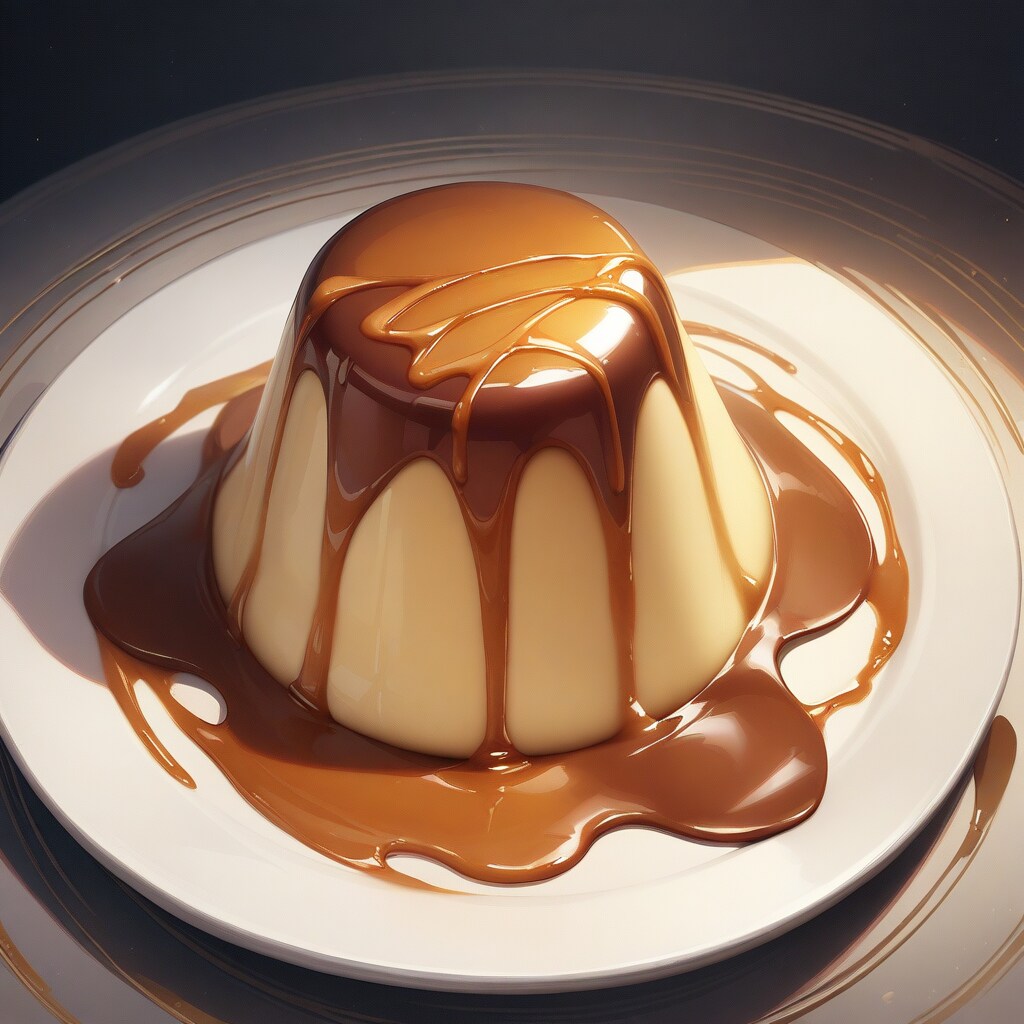 チョコレートソース掛けプリン | の人気AIイラスト・グラビア