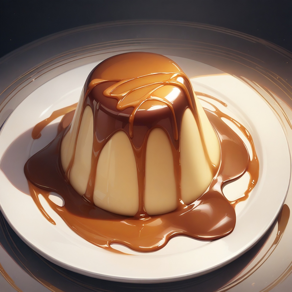 チョコレートソース掛けプリン