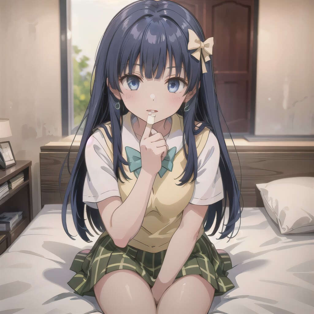 黒髪ロングで寝室の少女１０