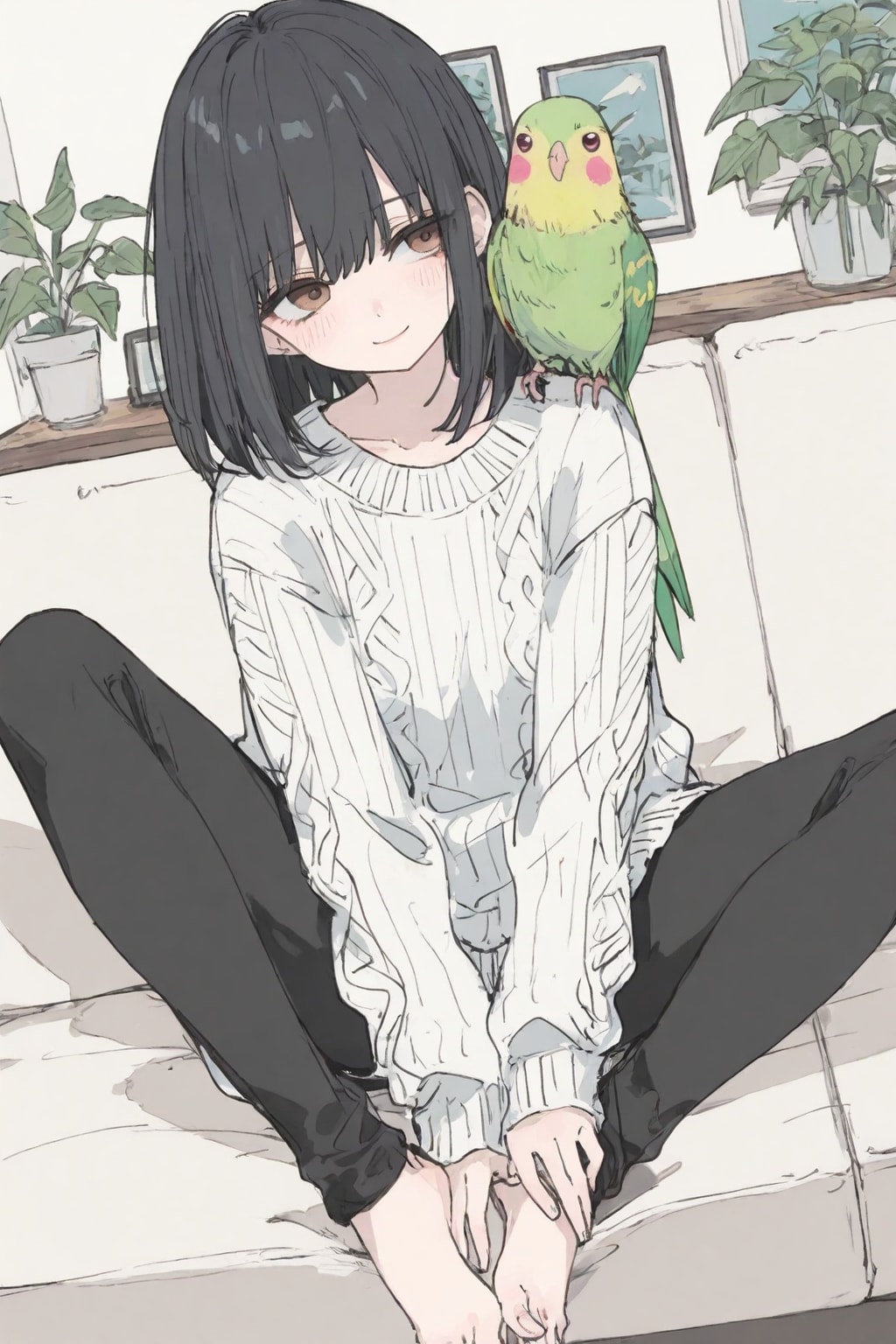 女の子と鳥　その２ | の人気AIイラスト・グラビア