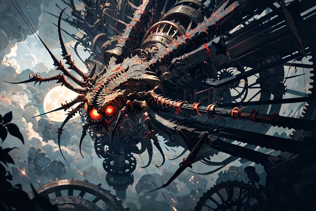 夜の蟲型メカ怪獣