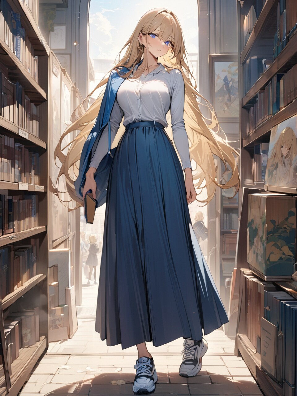 図書館にブロンド美女【オリジナル】