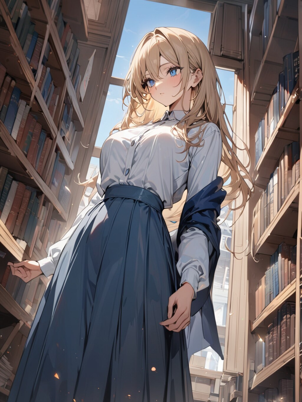 図書館にブロンド美女【オリジナル】