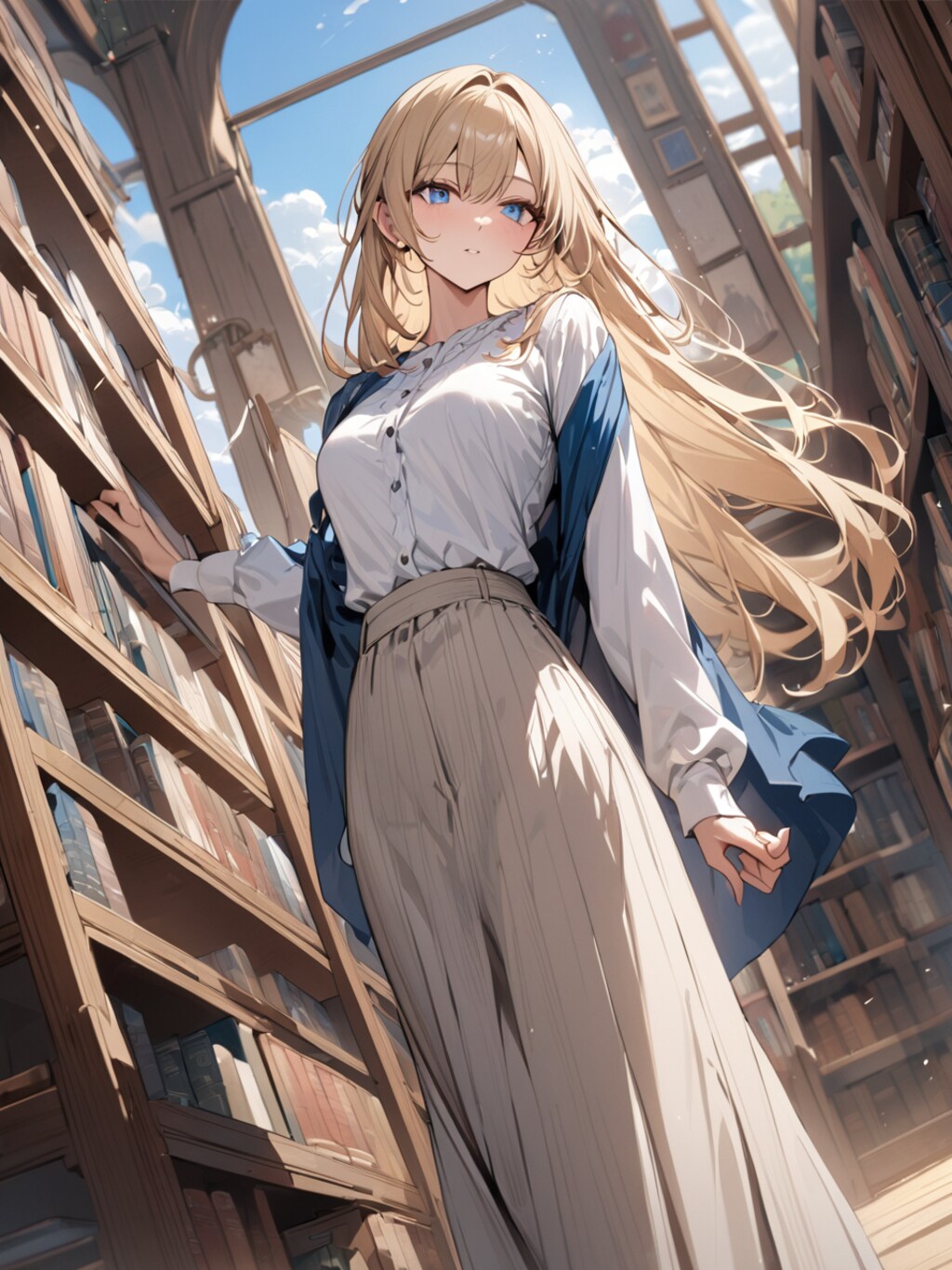 図書館にブロンド美女【オリジナル】