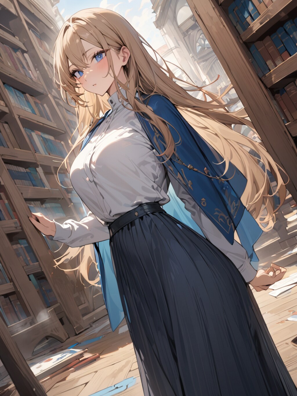 図書館にブロンド美女【オリジナル】