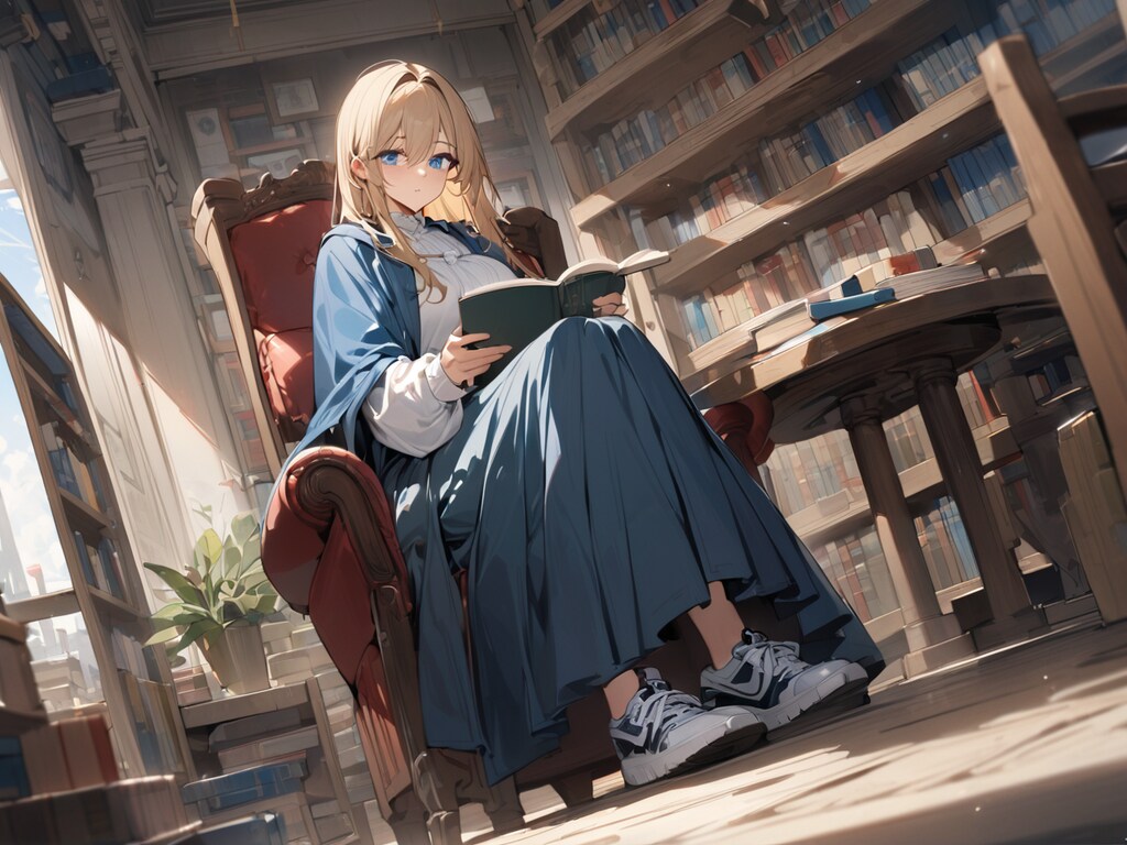 図書館にブロンド美女【オリジナル】