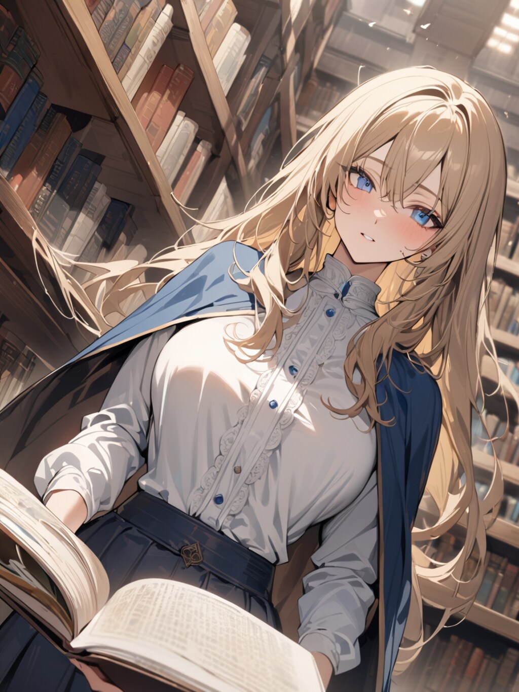 図書館にブロンド美女【オリジナル】