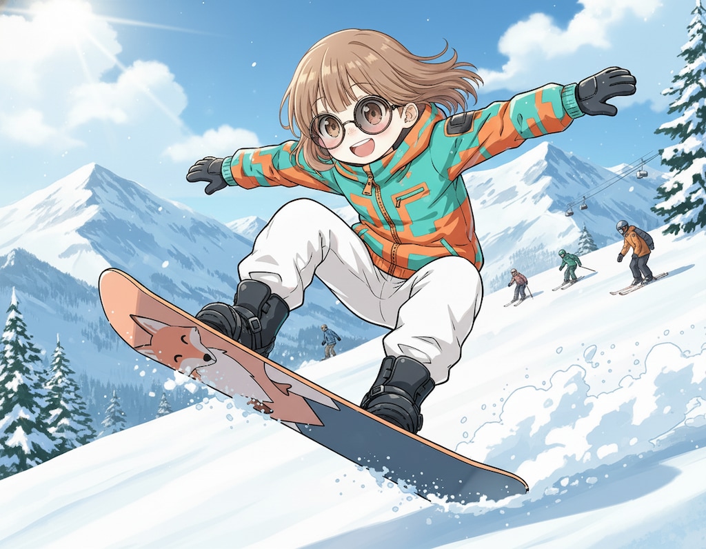 2025/11/26　「雪山でスノーボード」を女の子化に①