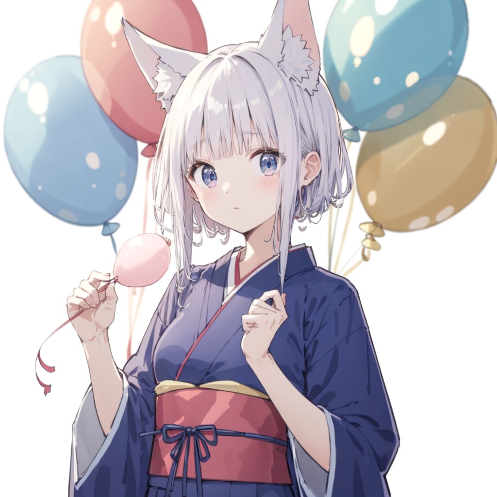 ショートカットのケモミミ娘と風船 | の人気AIイラスト・グラビア