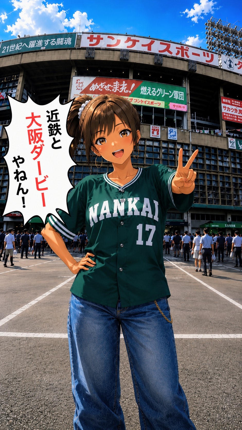 大阪球場とホークスファンお姉やん | の人気AIイラスト・グラビア