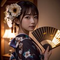 扇子の女（フォト） 3枚目