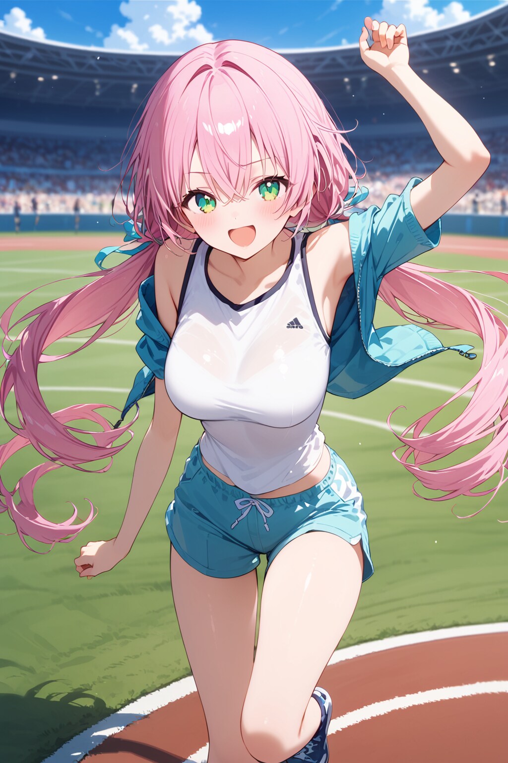 体育の授業中の桃花