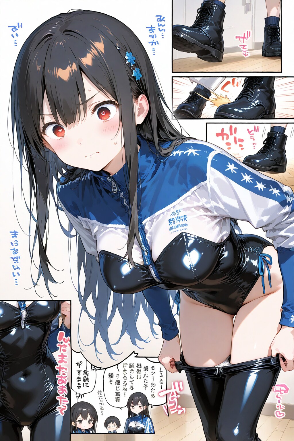 ラバースーツに着替えるリナちゃん
