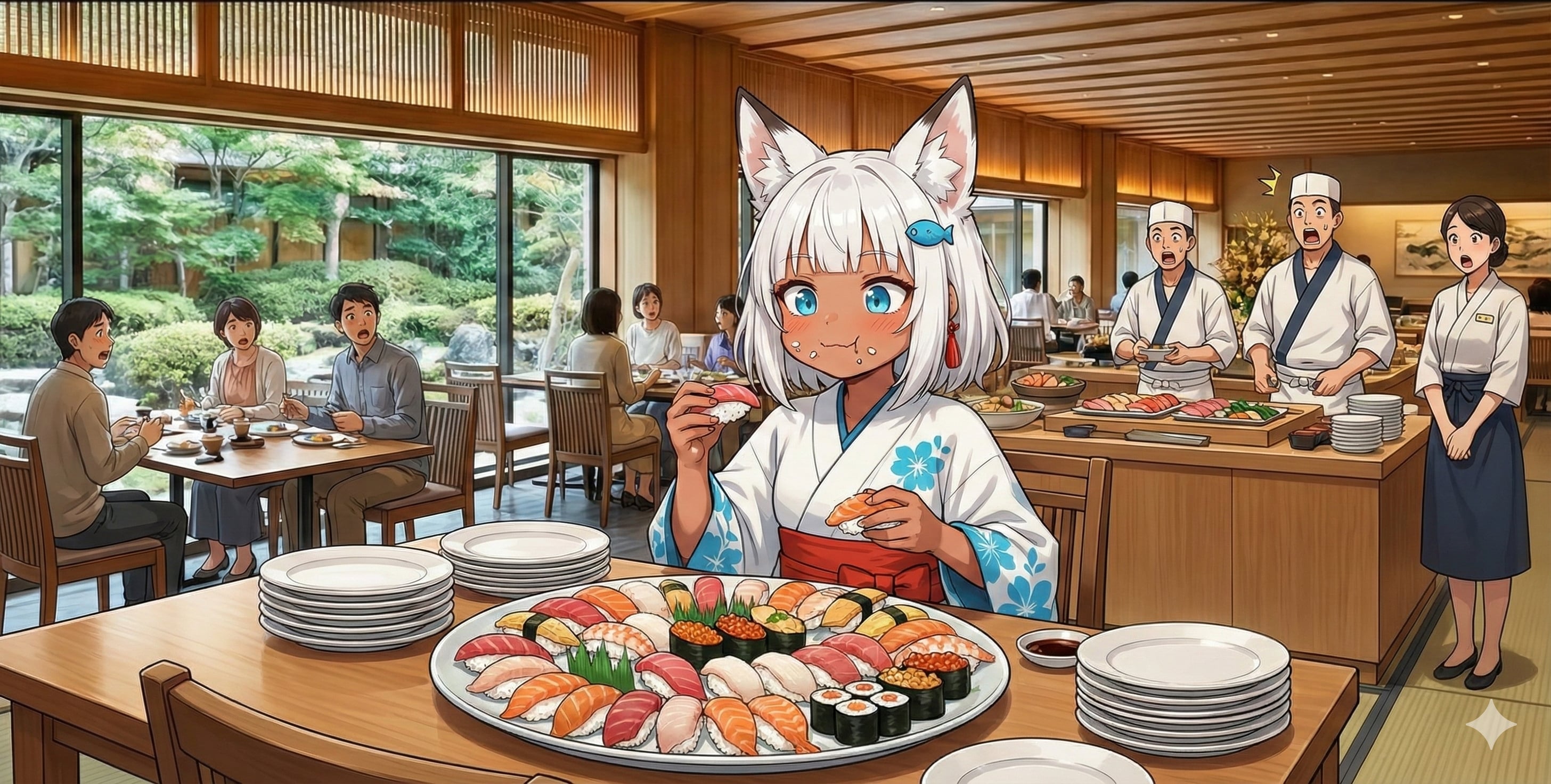 ちちぷ院を楽しむ狐娘達 | の人気AIイラスト・グラビア