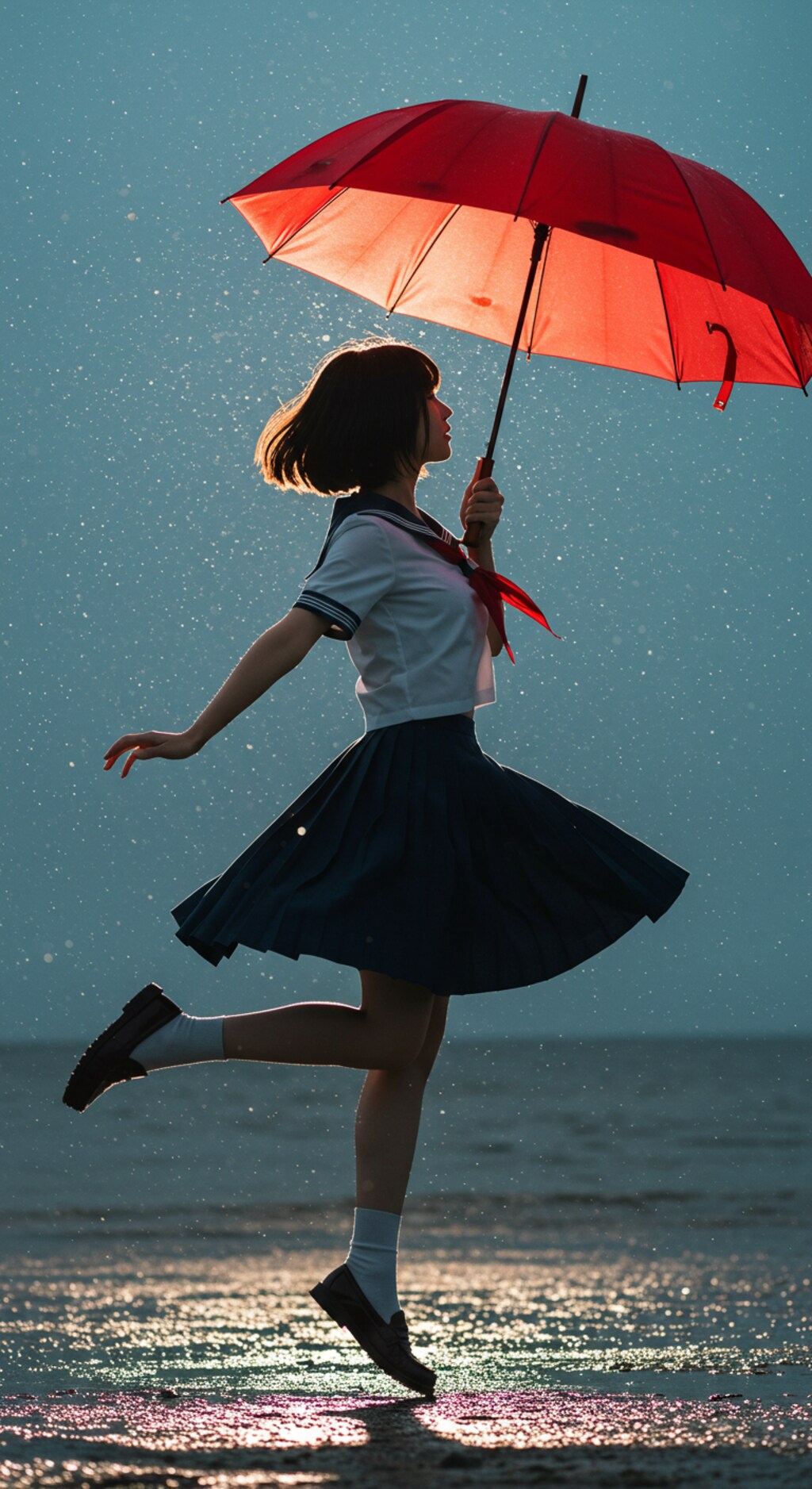 舞う　梅雨の雨