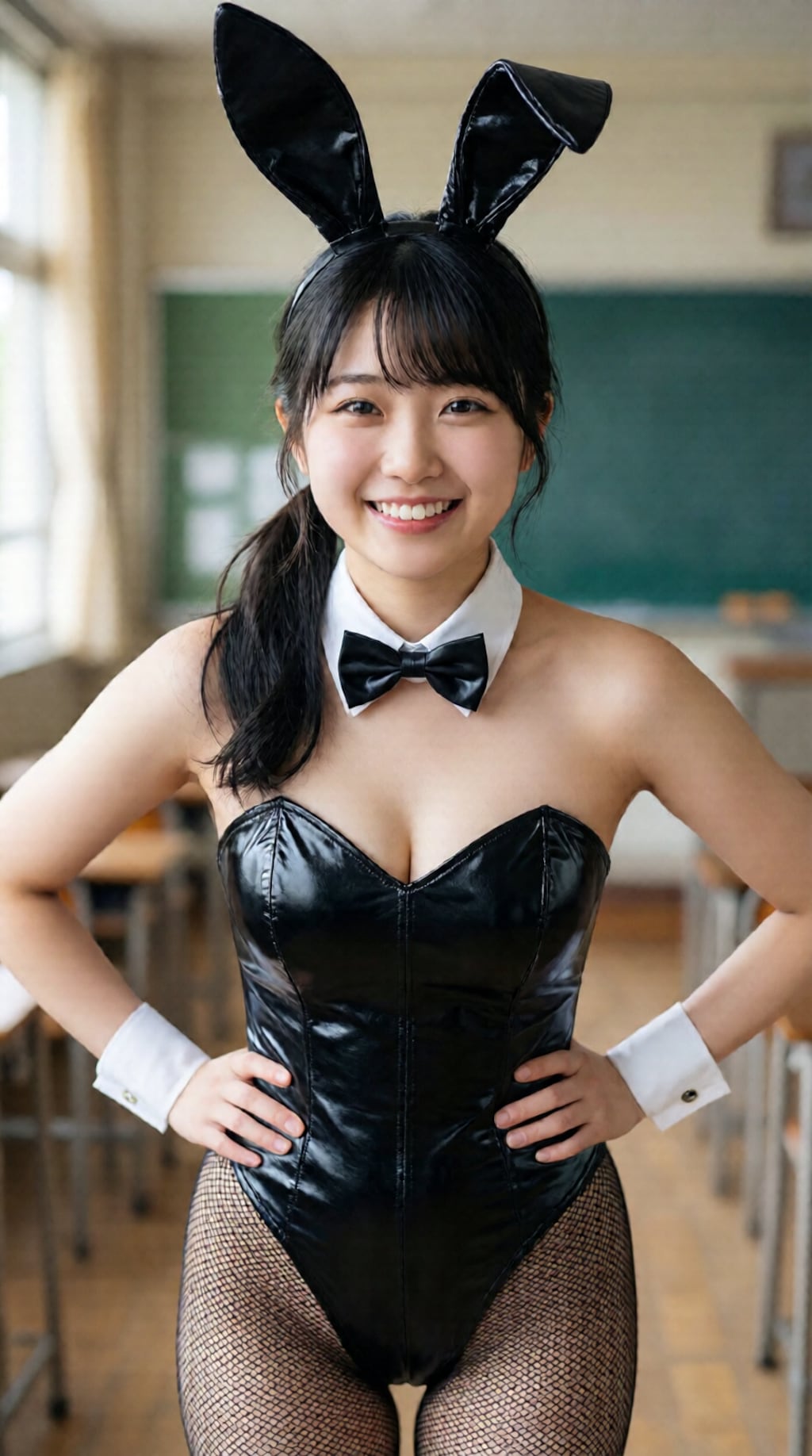 学校に来たバニーガール