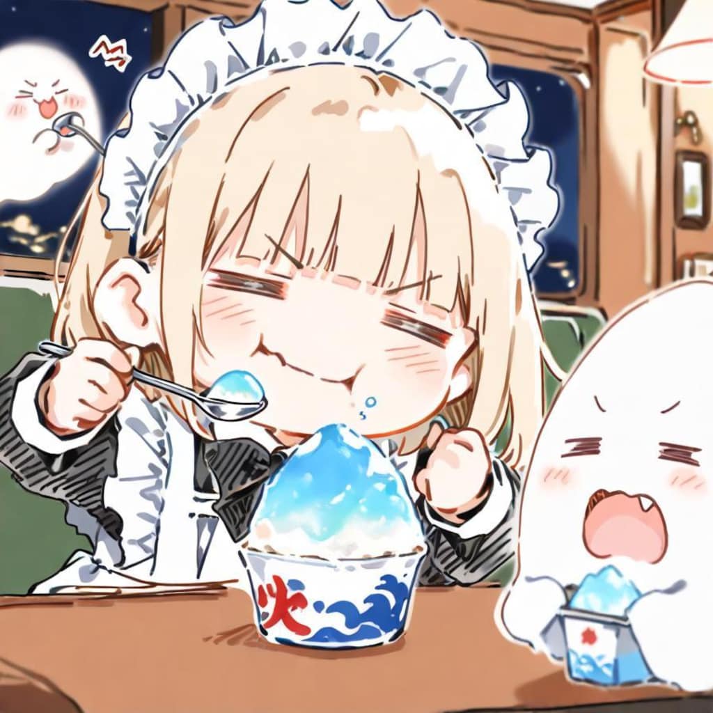 ( -ω-)👻<あーつーいーよるだーかーらー♪🍉🍧✨✨