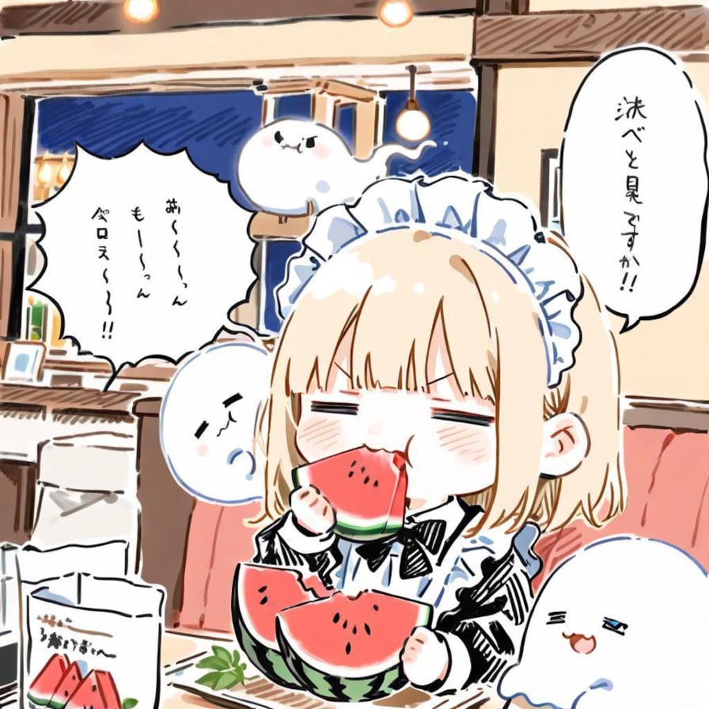 ( -ω-)👻<あーつーいーよるだーかーらー♪🍉🍧✨✨