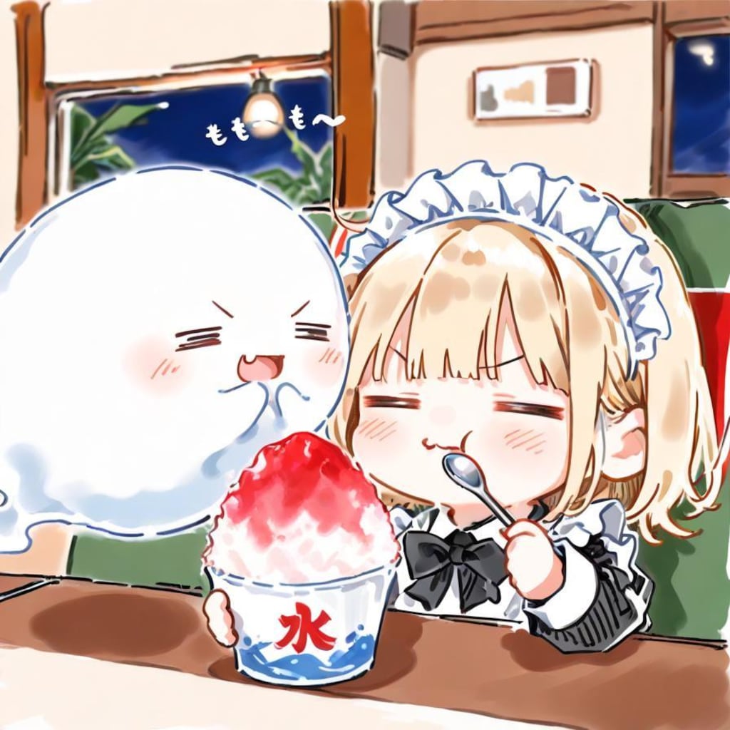 ( -ω-)👻<あーつーいーよるだーかーらー♪🍉🍧✨✨