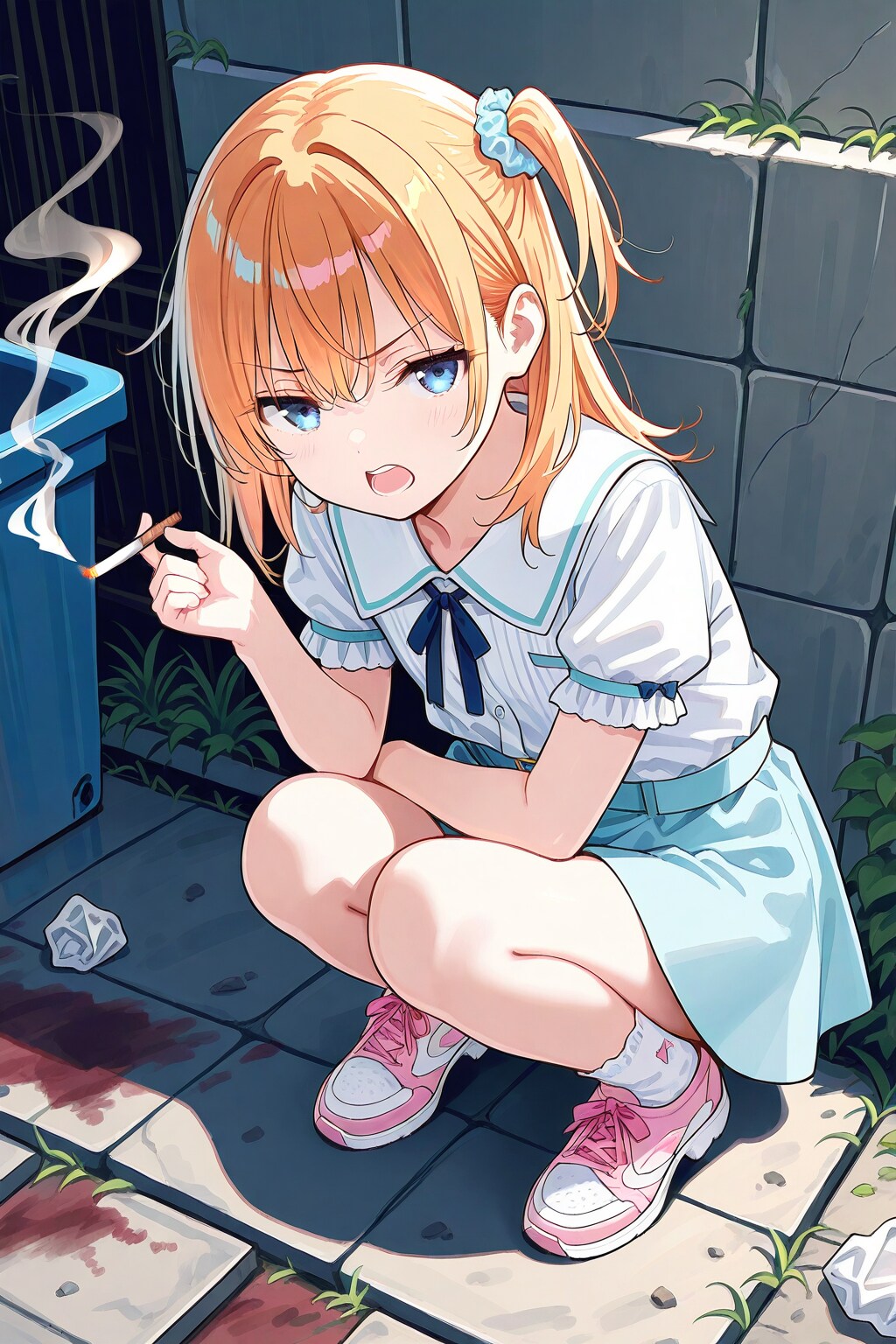 やさぐれオレンジ髪の少女