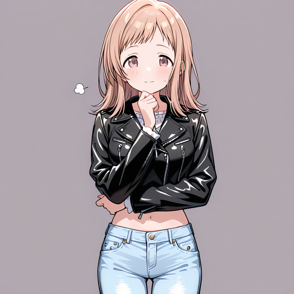 レザーとジーンズの櫻木真乃 | の人気AIイラスト・グラビア