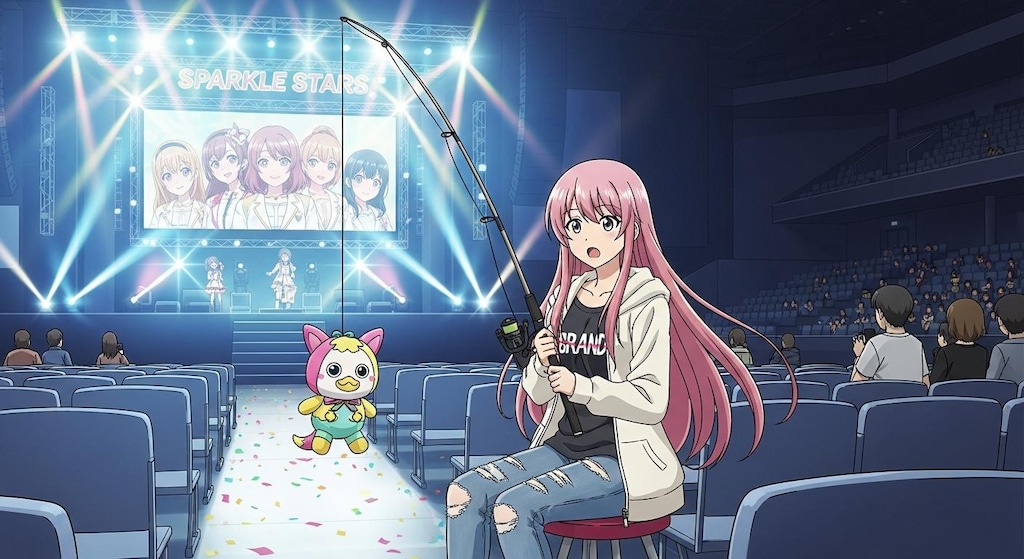 アイドルのライブ会場で釣りをする