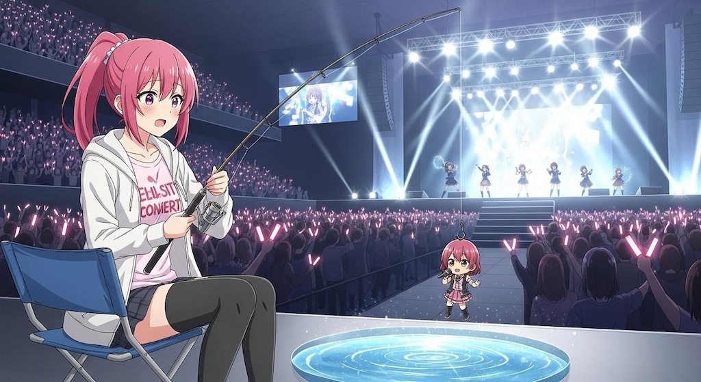 アイドルのライブ会場で釣りをする