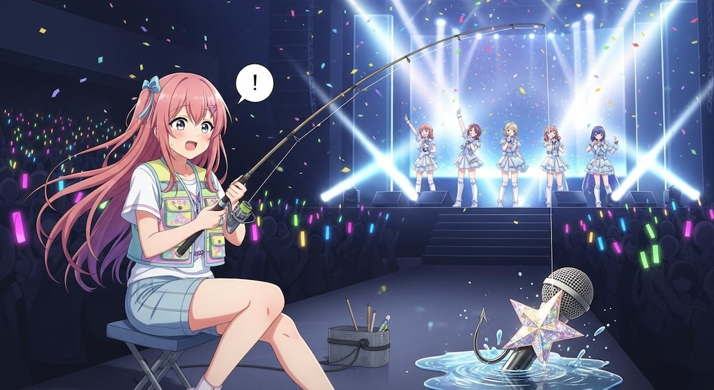 アイドルのライブ会場で釣りをする